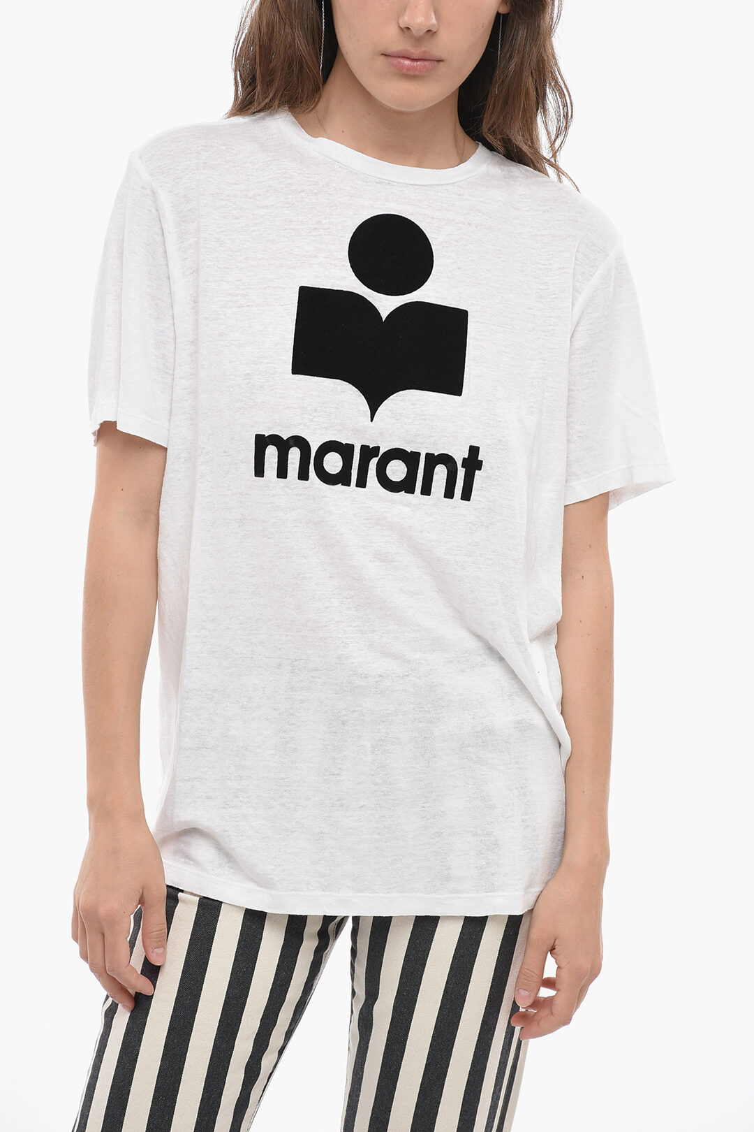 Isabel Marant ETOILE Cotton ZEWEL T-Shirt with Flocked Logo