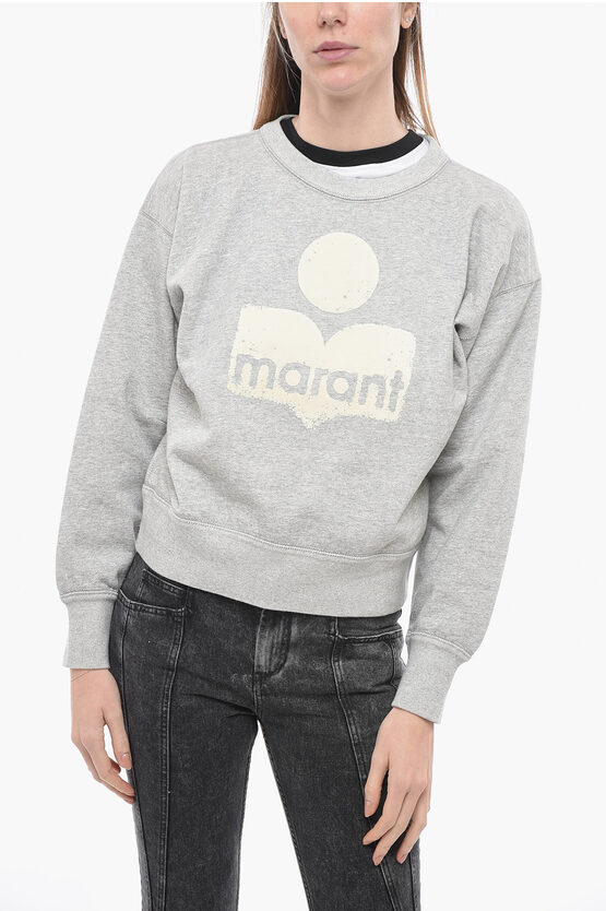 Isabel Marant Etoile Crew Neck Mobyli Sweatshirt With Flocked Logo In Gray