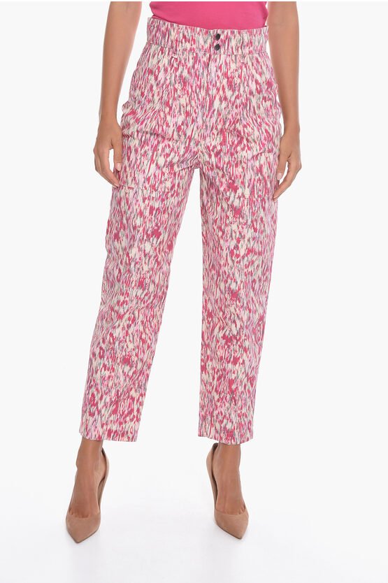Isabel Marant Etoile High Waist Colorful Pattern Kiana Tapered Legs Pants In Pink