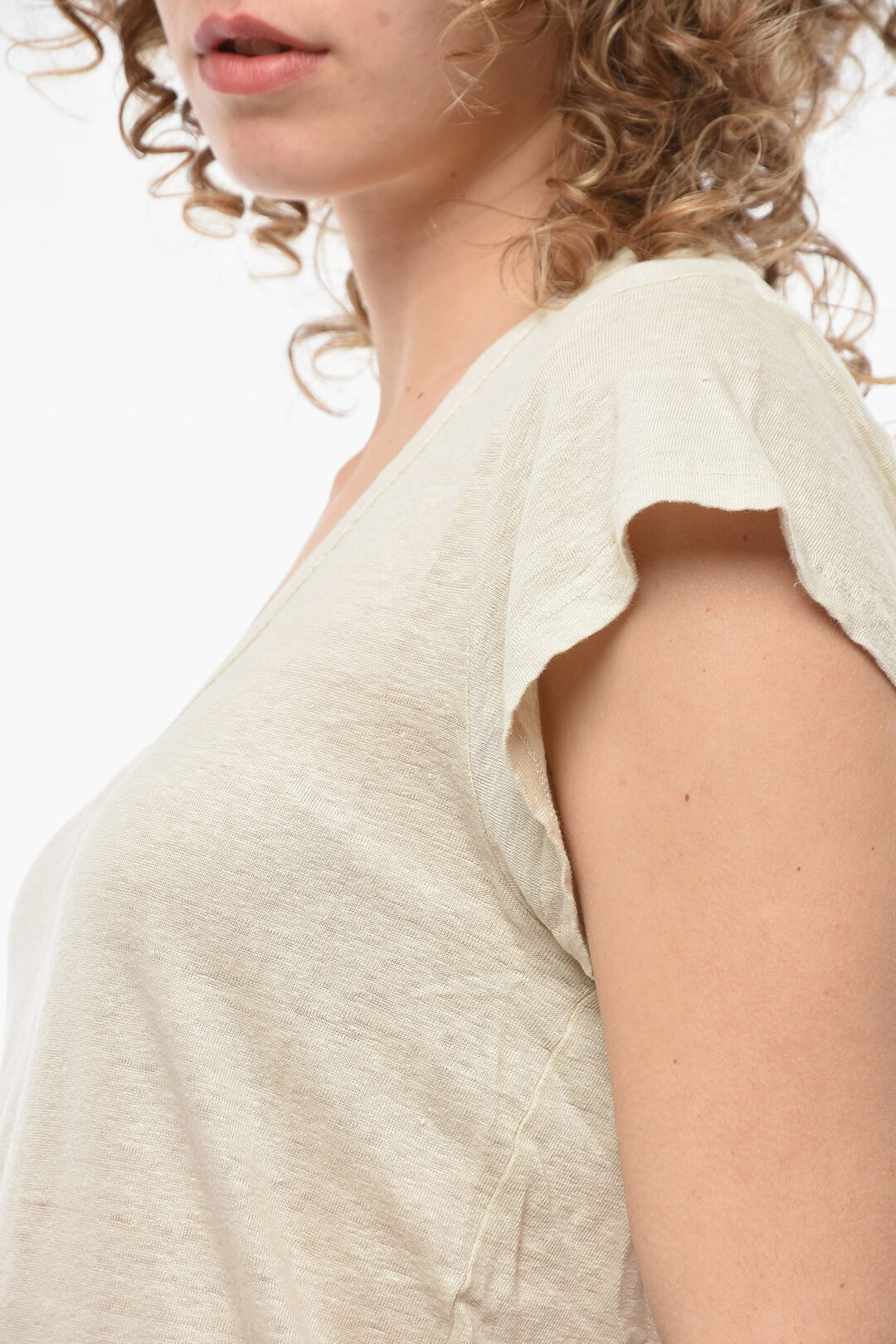 Isabel Marant ETOILE Linen ZANKOU T-shirt with Deep Neck
