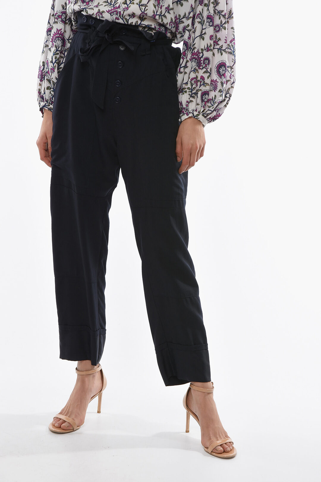 ETOILE Rayon-blend SINEBA High-waisted Pants with Belt