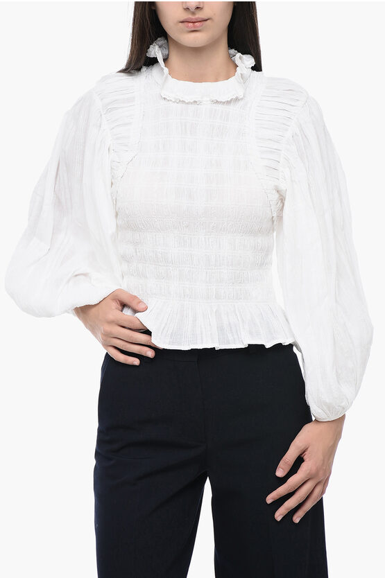 Shop Isabel Marant Etoile Ruffled Idris Top With Puffed Sleeves