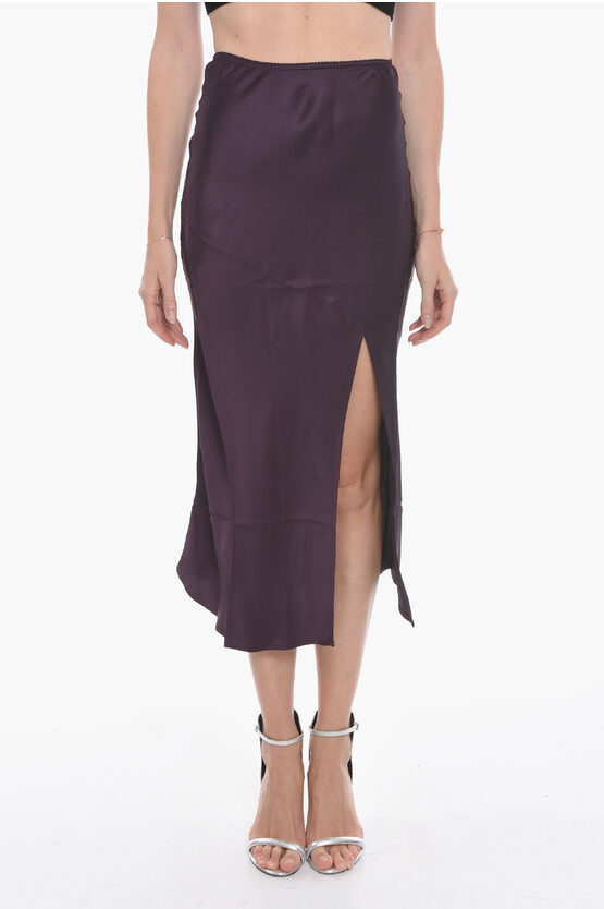The Andamane Eve Midi Skirt With Front Slit In Purple