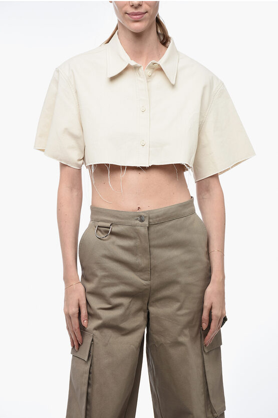 Shop Heron Preston Exray Cropped Fit Shirt With Raw-cut Edges