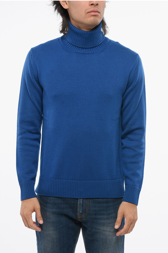 Altea Extrafine Merino Turtleneck Sweater In Blue