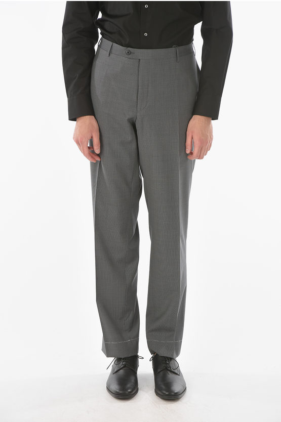 Corneliani Extrafine Virgin Wool Leader Slack Pants With Basket Weave P