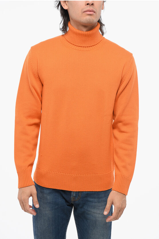 Altea Extrafine Virgin Wool Sweater With Turtleneck In Orange
