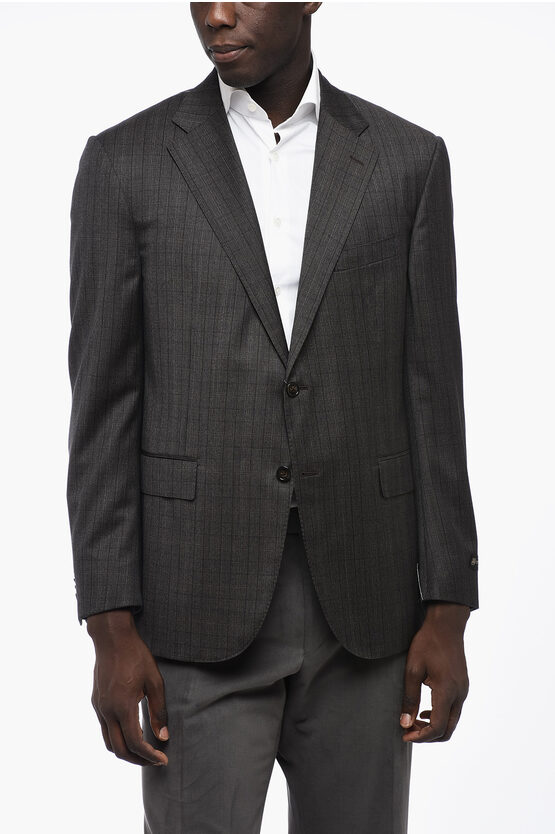 CORNELIANI EXTRAFINE WOOL ACADEMY BLAZER WITH DISTRICT CHECK PATTERN 