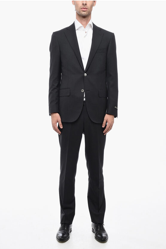 Shop Corneliani Extrafine Wool Leader Suit With Flap Pockets