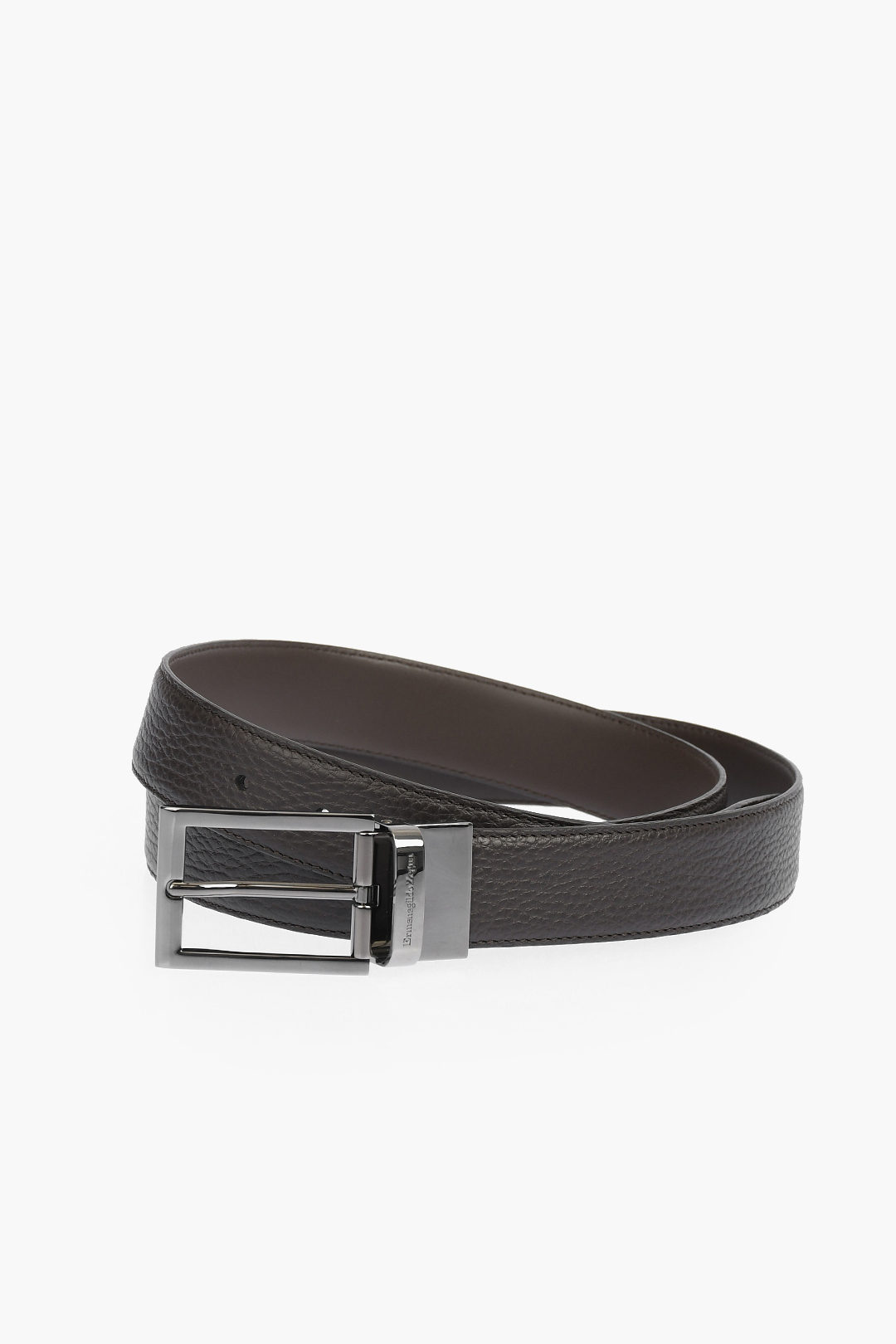 Reversible leather belt with monogram print