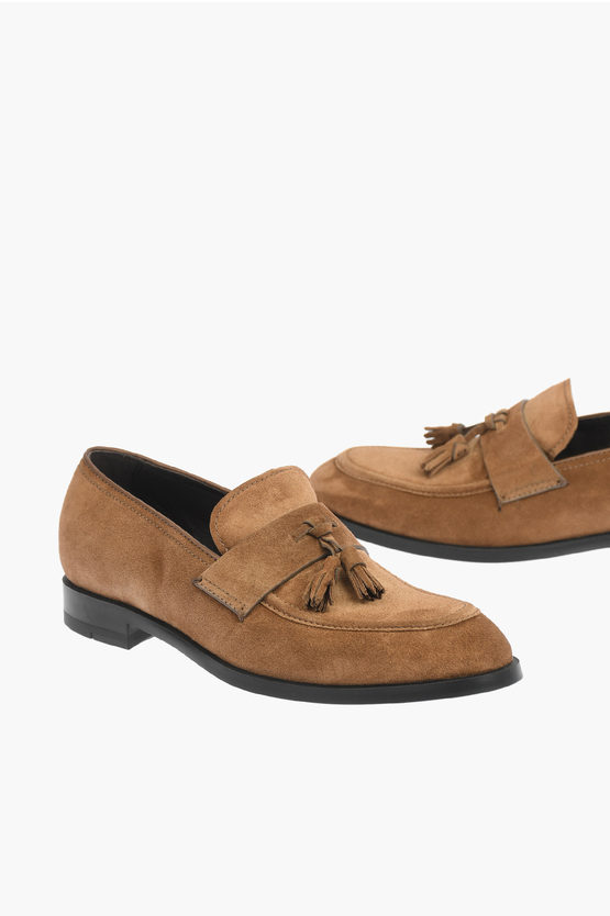 Ermenegildo Zegna Ez Tailoring Suede Leather Siena Flex Tassle Loafers In Brown