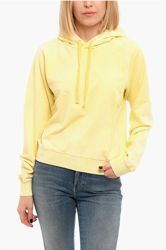 Diesel F-reggy Hoodie Sweatshirt With Vintage Effect In Yellow