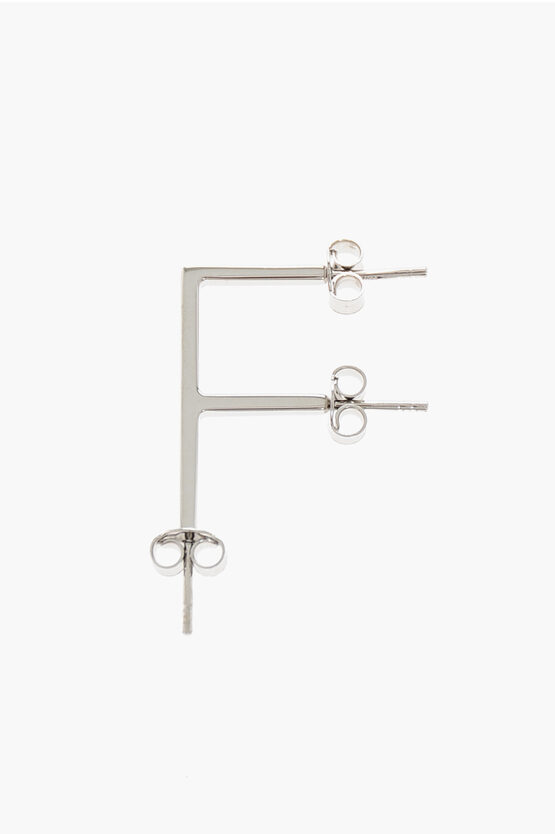D'heygere F-shaped Silver Single Earrings