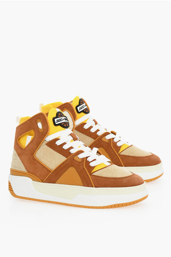 Just Don Fabric And Suede Basketball Jd1 High-top Trainers With Cut-o In White