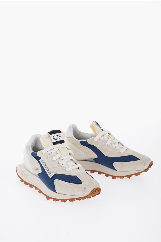 Run Of Fabric And Suede Blue Bodrum Genesis Low Top Trainers In Neutral