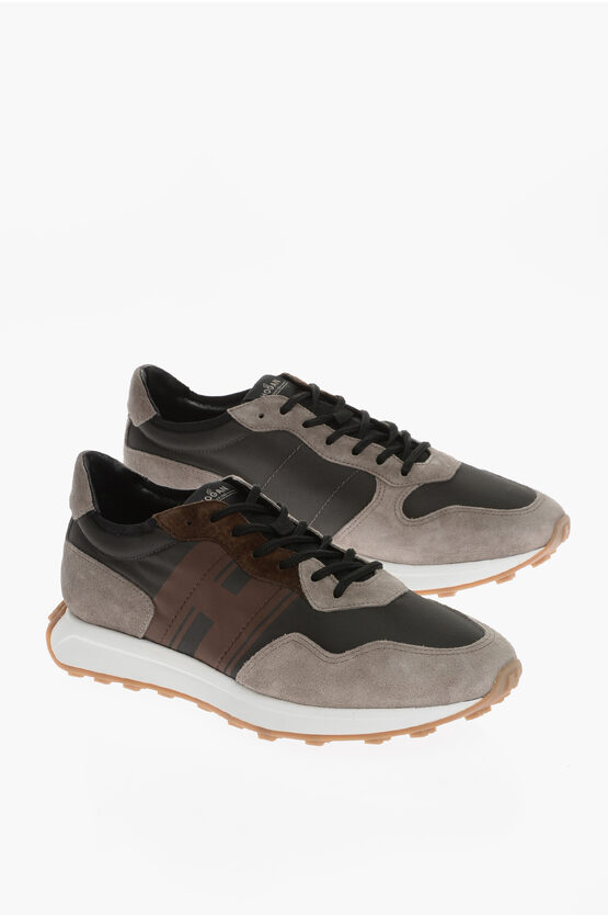 Hogan Trainers In Beige And Brown Fabric Suede