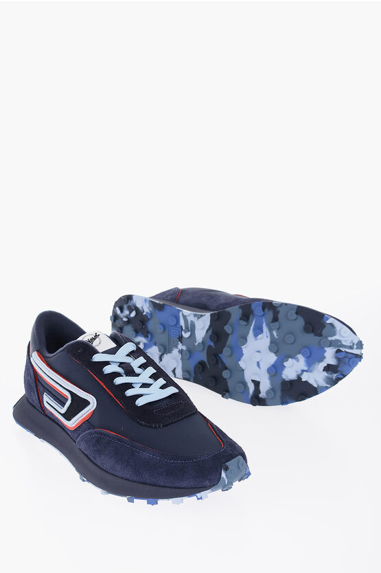 Diesel Fabric And Suede S-racer Lc Low Top Trainers With Camouflage In White