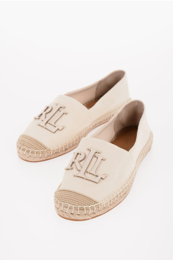 Polo Ralph Lauren Fabric Cameryn Espadrillas With Leather Logo In Gray