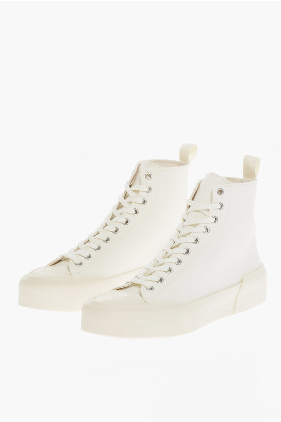 Jil Sander High-top Canvas Trainers In White