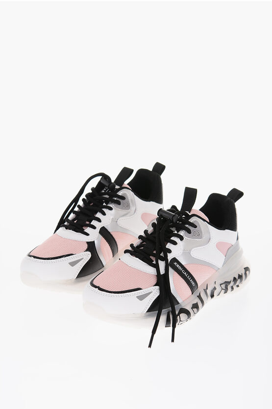 John Galliano Fabric Low-top Trainers With With Gothic Print Logo Sole