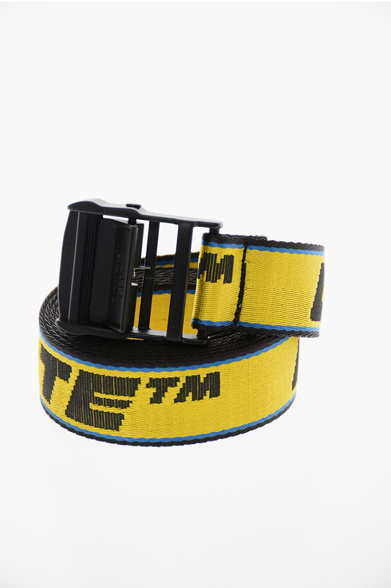 Off-white Fabric Tape Industrial Belt With Logo In Yellow