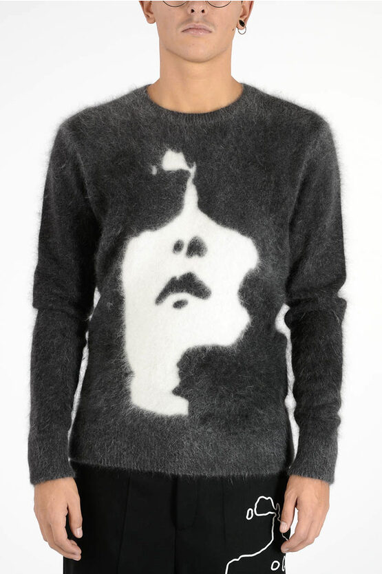 Neil Barrett Face Embroidered Jumper In Grey