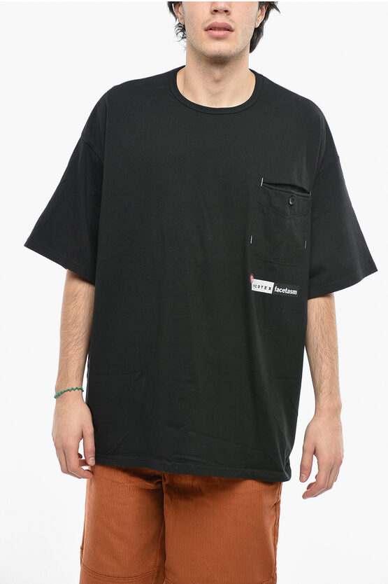 Shop Incotex Facetasm Crew Neck Cotton T-shirt With Breast-pocket
