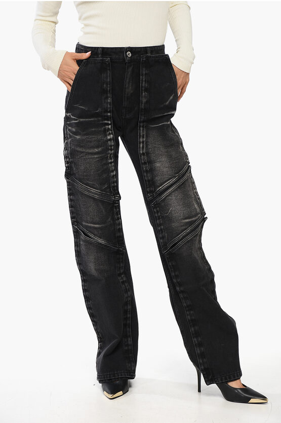 Y/project Faded Effect Carpenter Jeans With Detachable Patches 22cm In Black