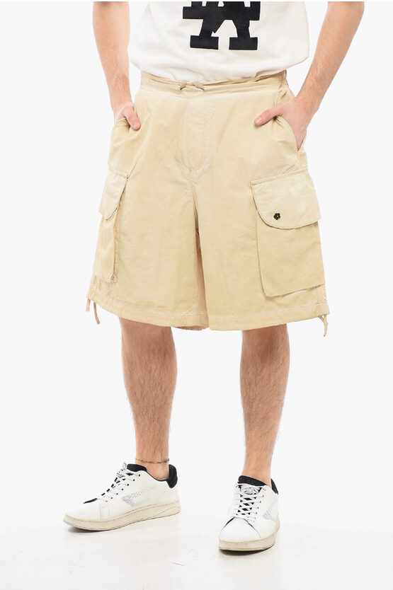 A Paper Kid Faded Effect Cotton And Nylon Cargo Shorts