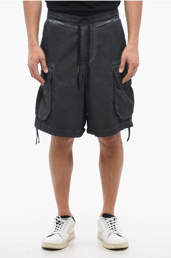 A Paper Kid Faded Effect Cotton And Nylon Cargo Shorts
