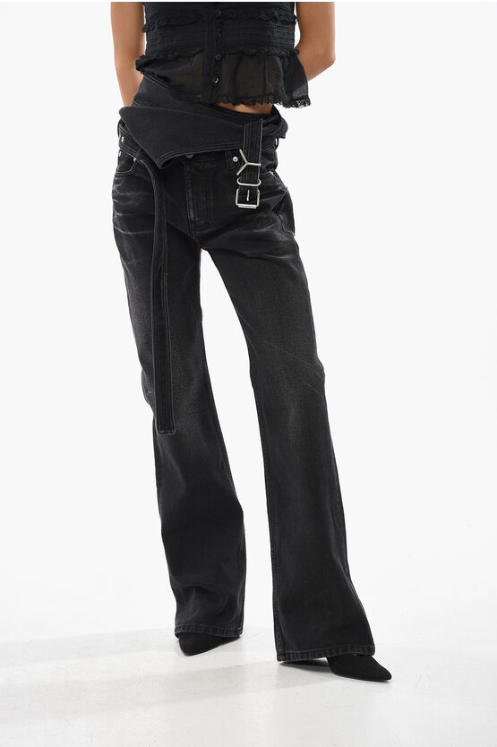 Y/project Faded Effect Jeans With Wrap Belt 23cm In Black
