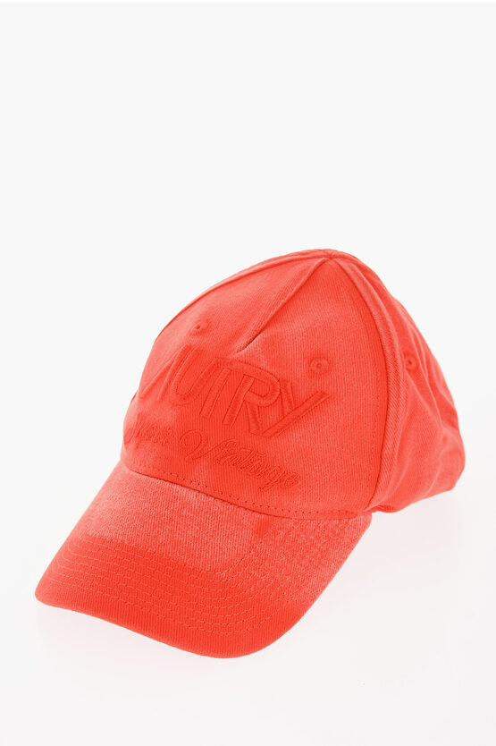 Autry Faded Effect Solid Color Cap With Embroidered Logo In Red