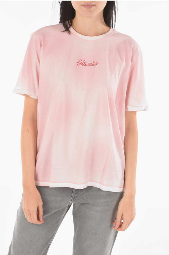 Holzweiler Faded Kjeran T-shirt With Embroidery In Pink
