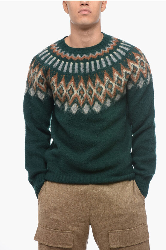 Shop Howlin' Fair-isle Motif Wool Future Fantasy Crew-neck Sweater