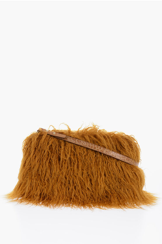 Shop Dries Van Noten Faux Fur Bag With Zipped Closure