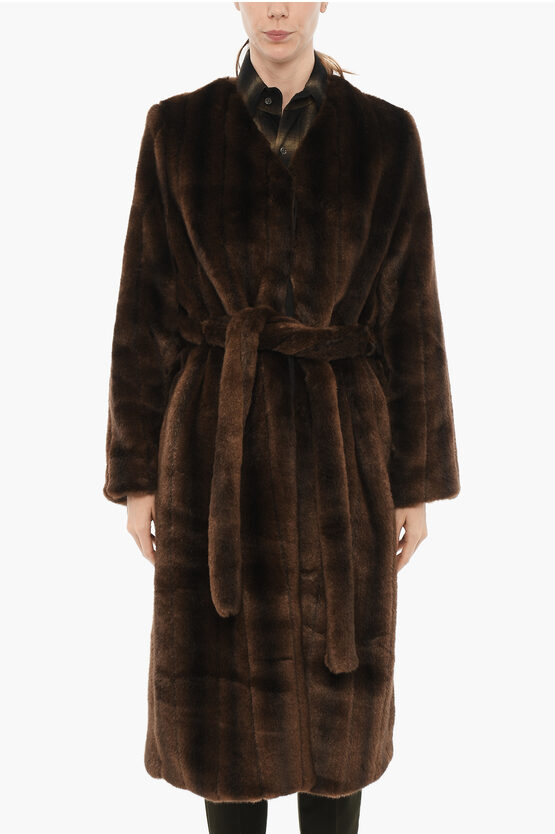 Shop Halfboy Faux Fur Coat With Hidden Closure