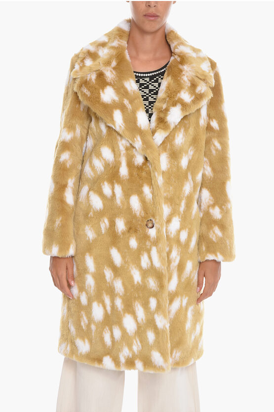 Shop Burberry Faux-fur Coat With Polka Dot Pattern