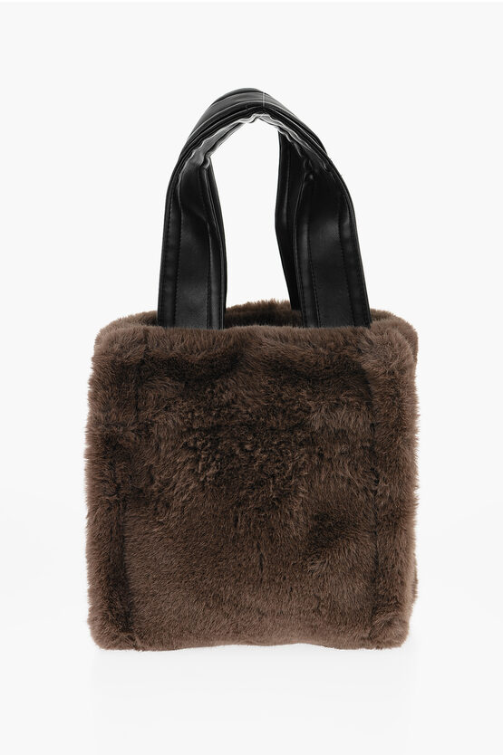 Stand Studio Faux Fur Handle Bag In Brown