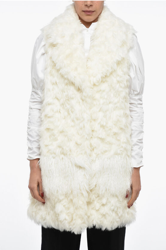 Alabama Muse Faux-fur Joplin Sleeveless Jacket In White