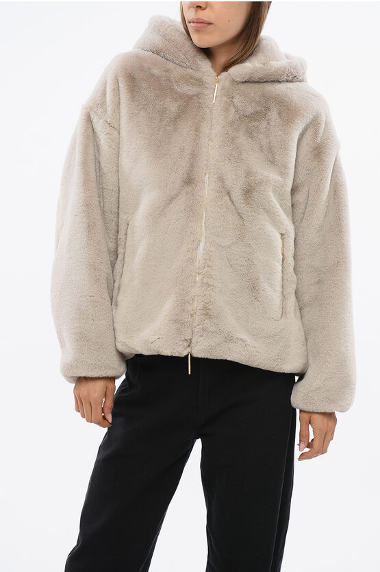 Tatras Faux Fur Yumola Jacket With Hood In Neutral
