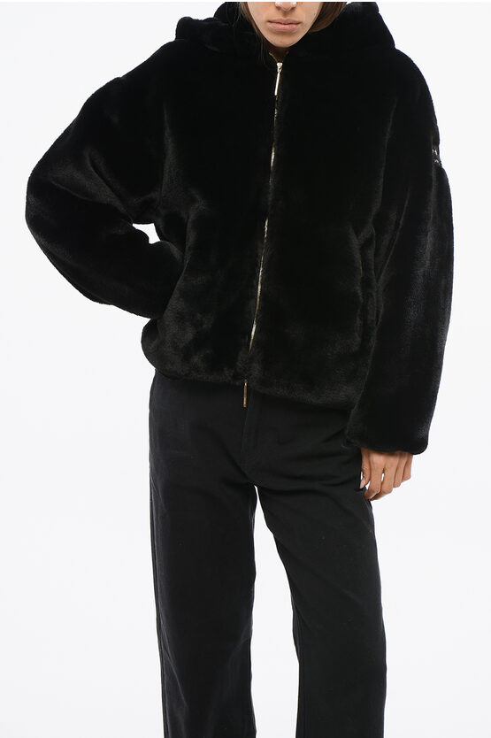 Tatras Faux Fur Yumola Jacket With Hood In Black