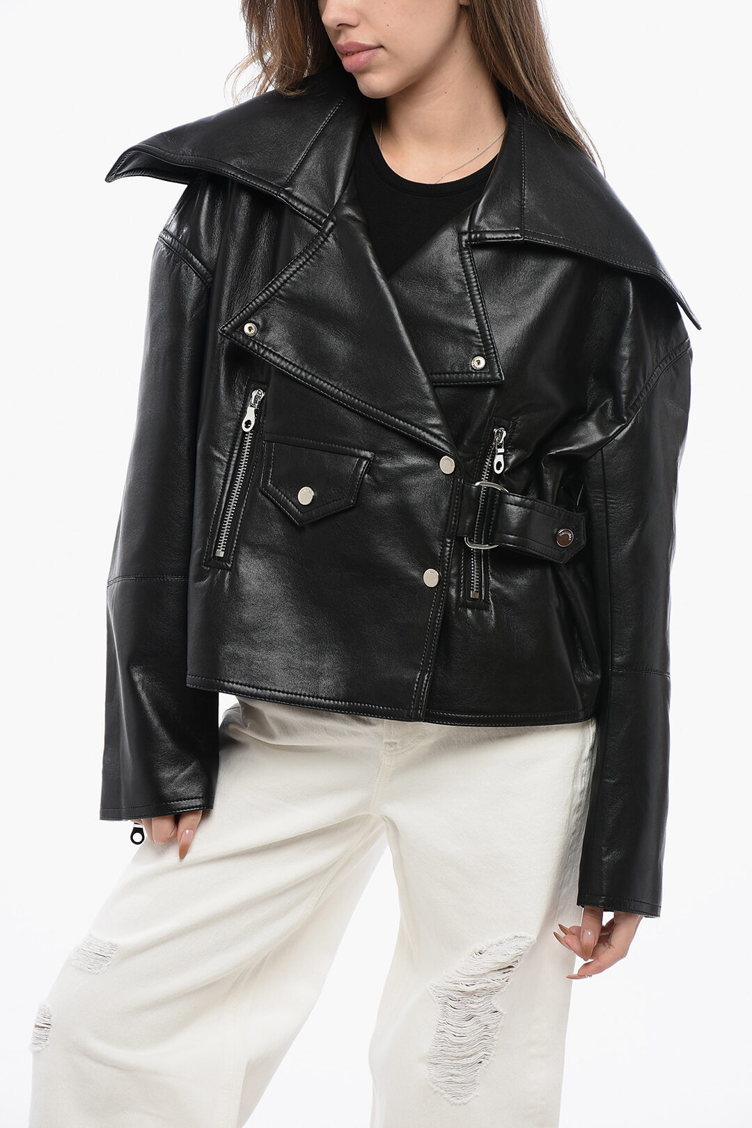 Nanushka Faux Leather ADO Biker Jacket women - Glamood Outlet
