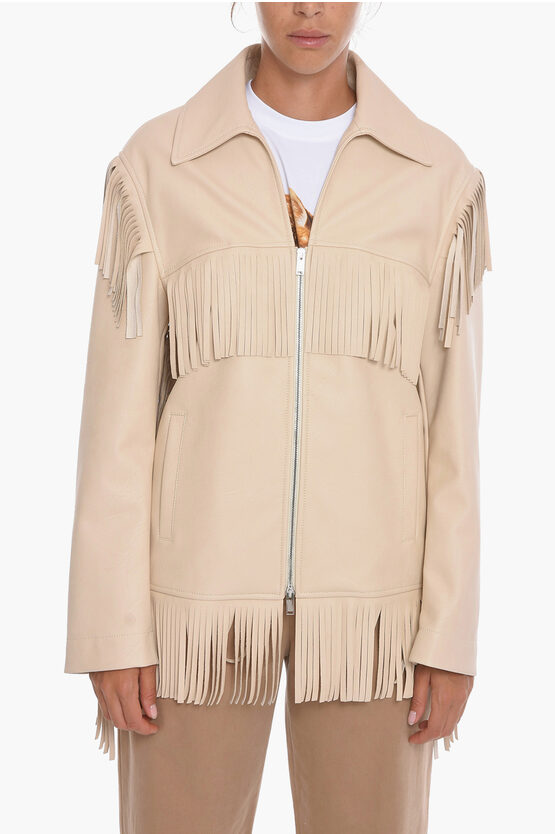 Stella Mccartney Faux-leather Altermart Jacket With Fringe In Brown