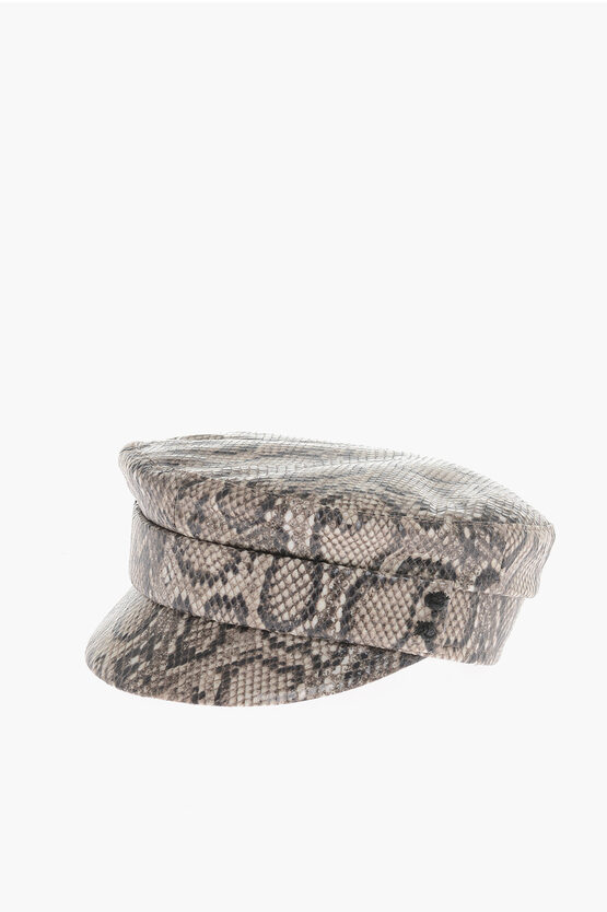 Shop Ruslan Baginskiy Faux Leather Animal-motif Baker Boy Hat