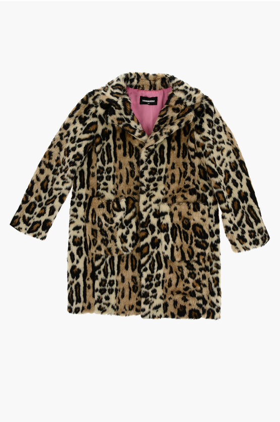 Dsquared2 Faux Leather Animal Motif Coat In Multi