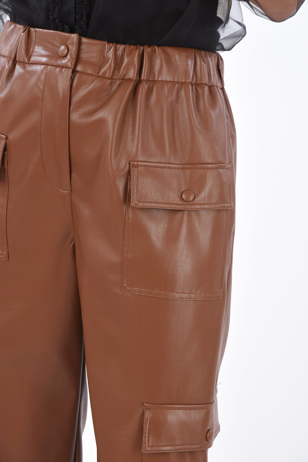 MSGM Faux Leather Elastic Ankle Band Utility Pants women
