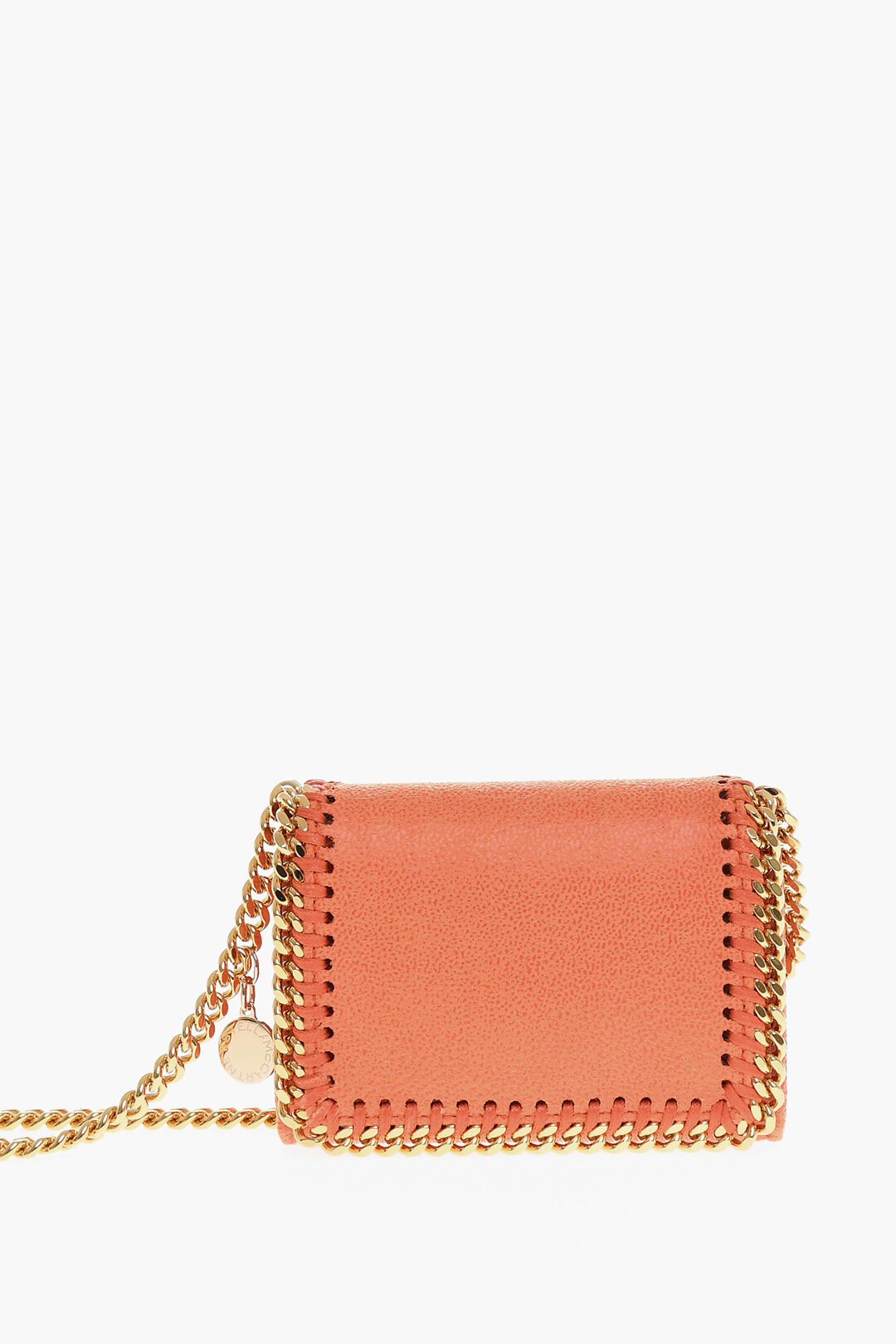 Faux Leather FALABELLA Card Holder with Golden Chain Shoulder Strap