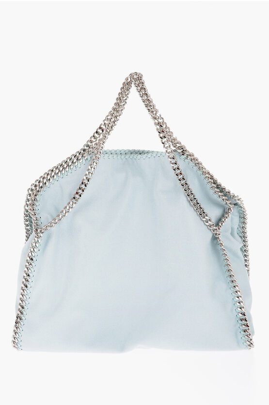 Stella Mccartney Faux Leather Falabella Shoulder Bag With Silver-tone Chain In Blue