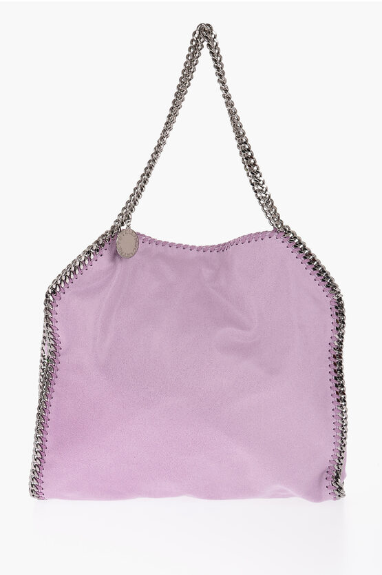Stella Mccartney Faux Leather Falabella Shoulder Bag With Silver-tone Chain In Purple