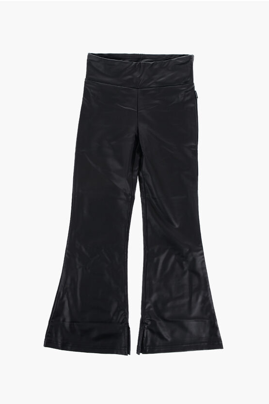 Converse Faux Leather Flared Leggings In Black